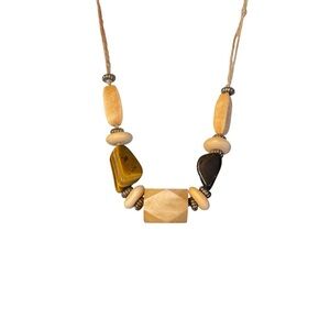 Vintage Handmade African American Tigers Eye/Agate Cord Necklace